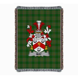 ScotsTee Shop Irish May Clan Coat of Arms Irish Tartan Woven Blanket