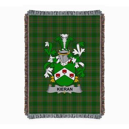 ScotsTee Shop Irish Kieran or O'Kieran Clan Coat of Arms Irish Tartan Woven Blanket