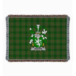 ScotsTee Shop Irish Heaton Clan Coat of Arms Irish Tartan Woven Blanket