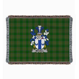 ScotsTee Shop Irish McCall Clan Coat of Arms Irish Tartan Woven Blanket
