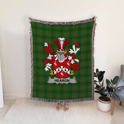 ScotsTee Shop Irish Hearon or Hearn Clan Coat of Arms Irish Tartan Woven Blanket