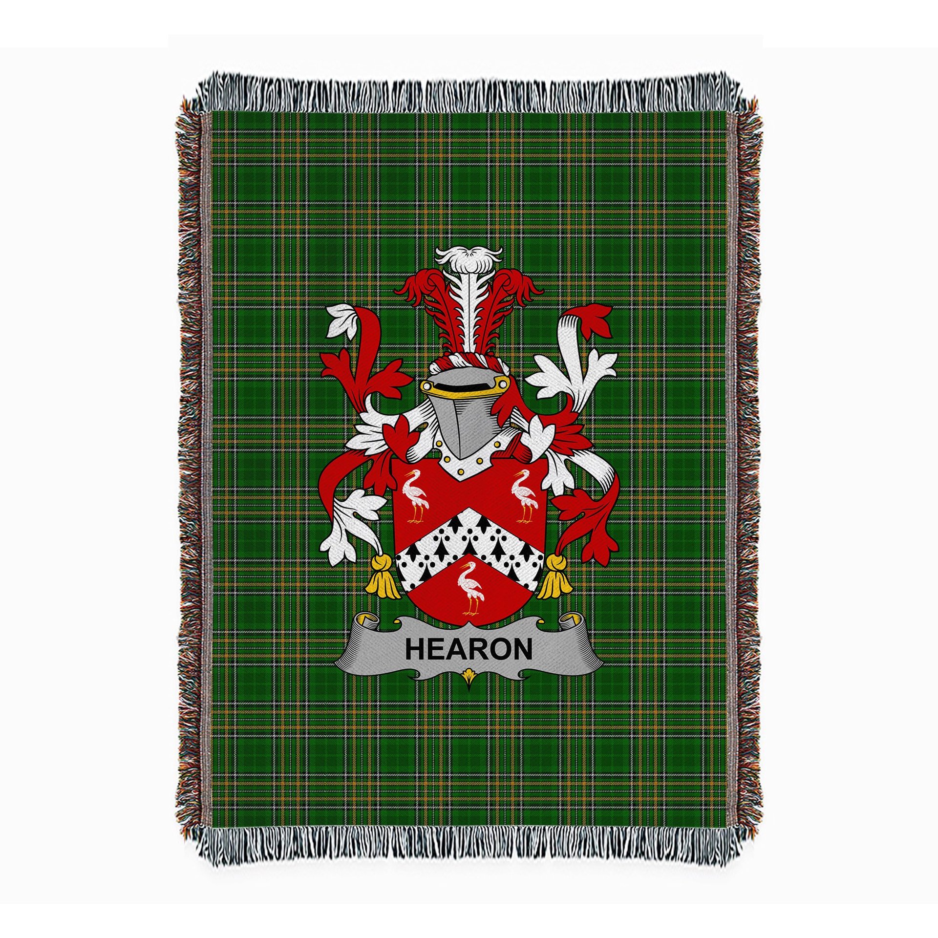 ScotsTee Shop Irish Hearon or Hearn Clan Coat of Arms Irish Tartan Woven Blanket