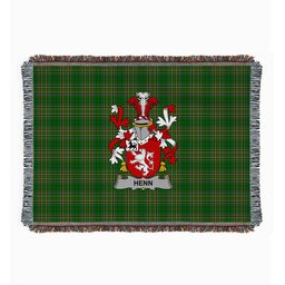 ScotsTee Shop Irish Henn Clan Coat of Arms Irish Tartan Woven Blanket