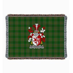 ScotsTee Shop Irish Hetherington Clan Coat of Arms Irish Tartan Woven Blanket
