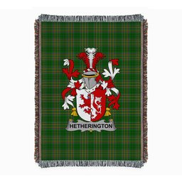 ScotsTee Shop Irish Hetherington Clan Coat of Arms Irish Tartan Woven Blanket