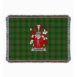 ScotsTee Shop Irish Loughlin or O'Loughlin Clan Coat of Arms Irish Tartan Woven Blanket