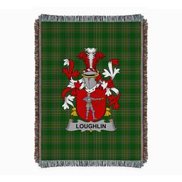 ScotsTee Shop Irish Loughlin or O'Loughlin Clan Coat of Arms Irish Tartan Woven Blanket