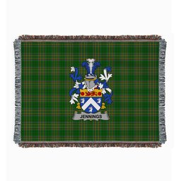 ScotsTee Shop Irish Jennings or Jennyns Clan Coat of Arms Irish Tartan Woven Blanket