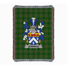 ScotsTee Shop Irish Jennings or Jennyns Clan Coat of Arms Irish Tartan Woven Blanket