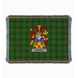 ScotsTee Shop Irish Kearney or O'Kearney Clan Coat of Arms Irish Tartan Woven Blanket