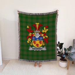 ScotsTee Shop Irish Kearney or O'Kearney Clan Coat of Arms Irish Tartan Woven Blanket