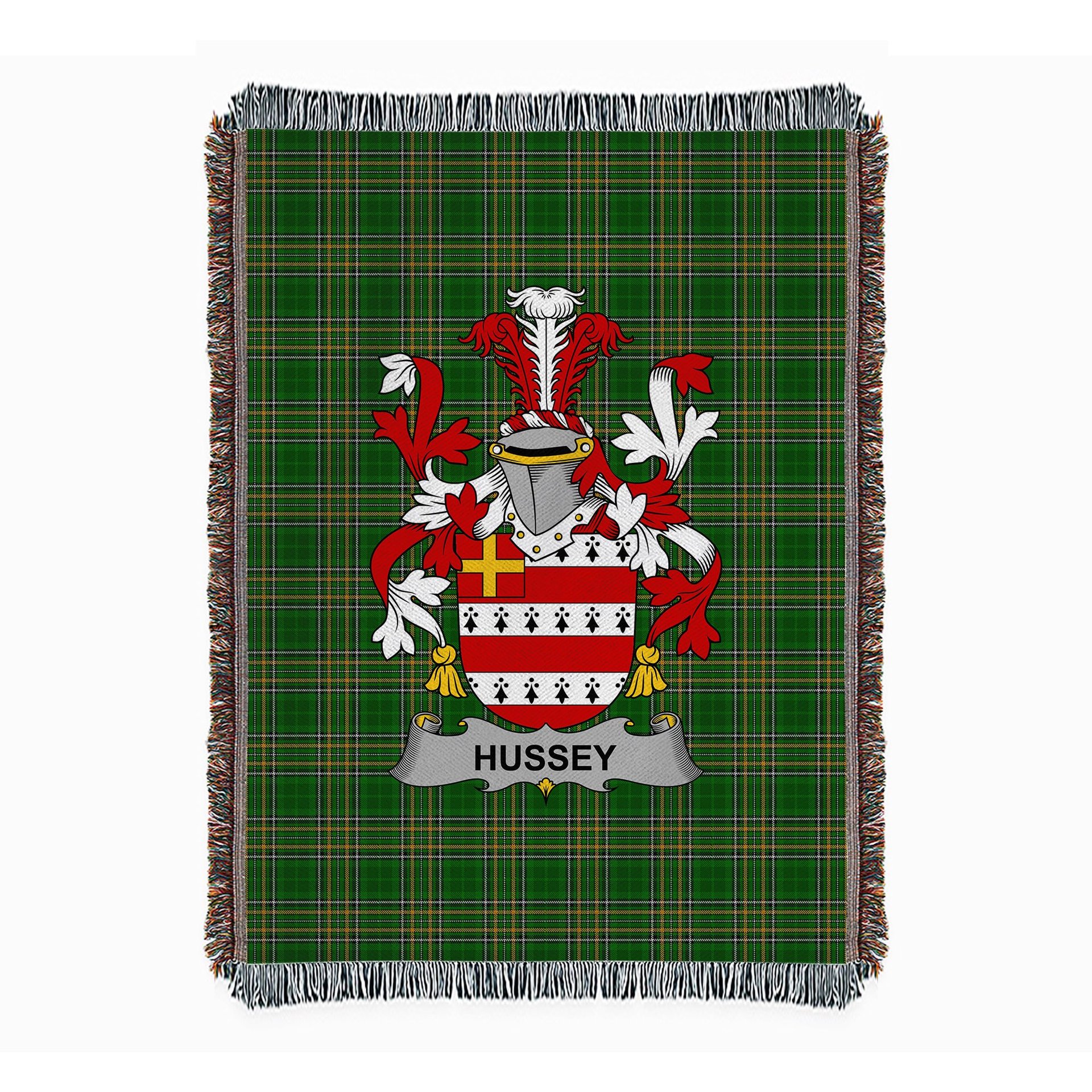 ScotsTee Shop Irish Hussey or O'Hosey Clan Coat of Arms Irish Tartan Woven Blanket