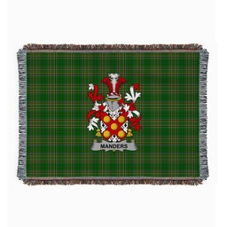 ScotsTee Shop Irish Manders Clan Coat of Arms Irish Tartan Woven Blanket
