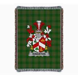 ScotsTee Shop Irish Kingston Clan Coat of Arms Irish Tartan Woven Blanket