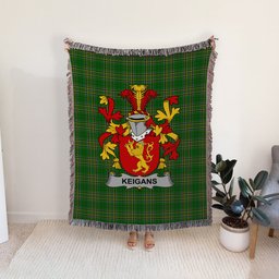 ScotsTee Shop Irish Keigans or McKeehan Clan Coat of Arms Irish Tartan Woven Blanket