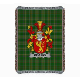 ScotsTee Shop Irish Keigans or McKeehan Clan Coat of Arms Irish Tartan Woven Blanket
