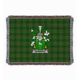ScotsTee Shop Irish Hennessy or O'Hennessy Clan Coat of Arms Irish Tartan Woven Blanket