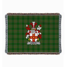 ScotsTee Shop Irish Hurley or O'Hurley Clan Coat of Arms Irish Tartan Woven Blanket