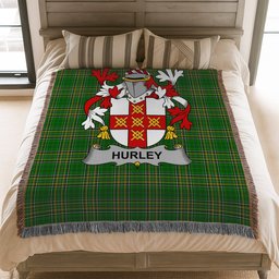 ScotsTee Shop Irish Hurley or O'Hurley Clan Coat of Arms Irish Tartan Woven Blanket