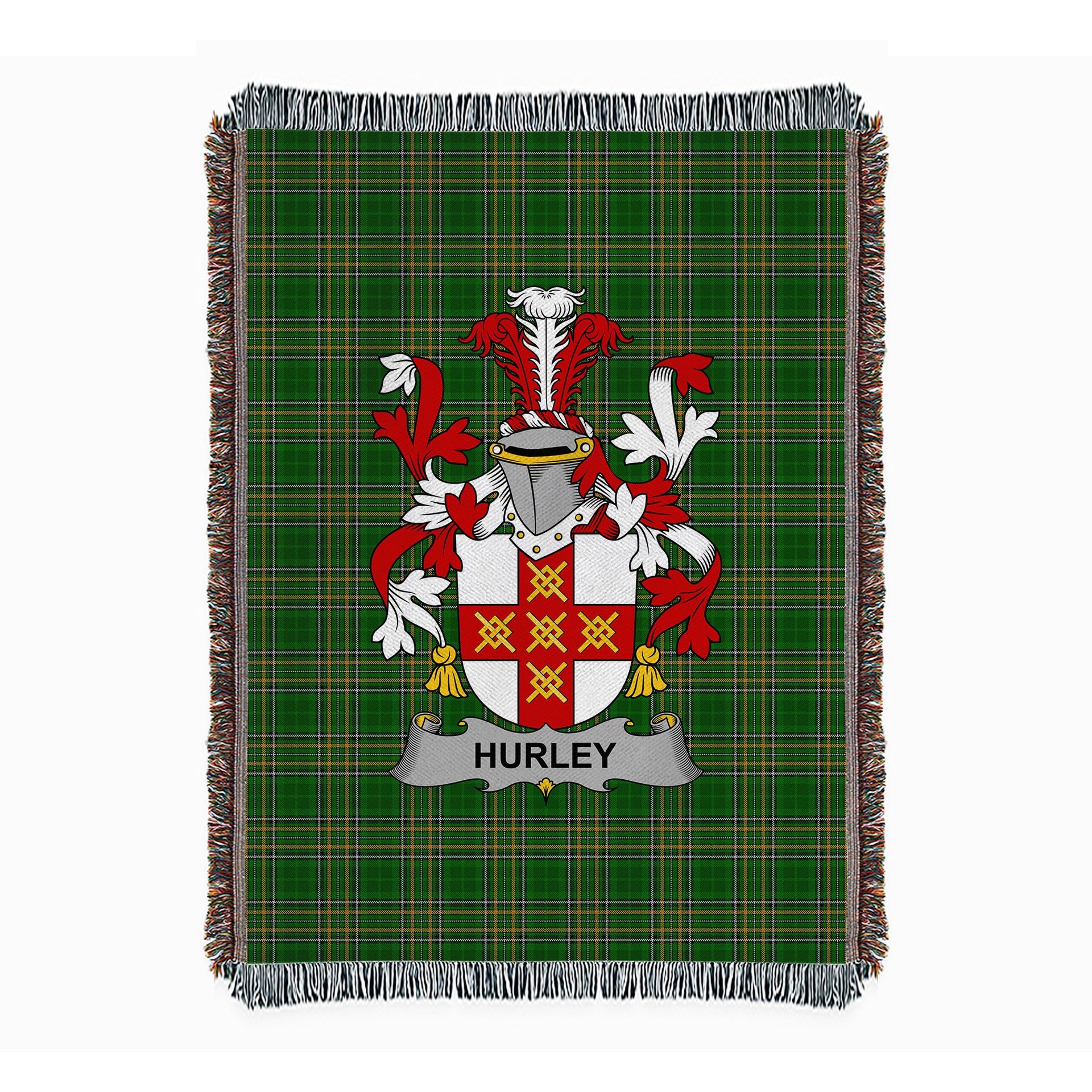 ScotsTee Shop Irish Hurley or O'Hurley Clan Coat of Arms Irish Tartan Woven Blanket