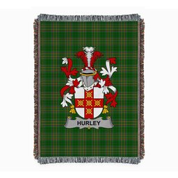 ScotsTee Shop Irish Hurley or O'Hurley Clan Coat of Arms Irish Tartan Woven Blanket
