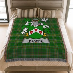 ScotsTee Shop Irish Kearns or O'Kearon Clan Coat of Arms Irish Tartan Woven Blanket