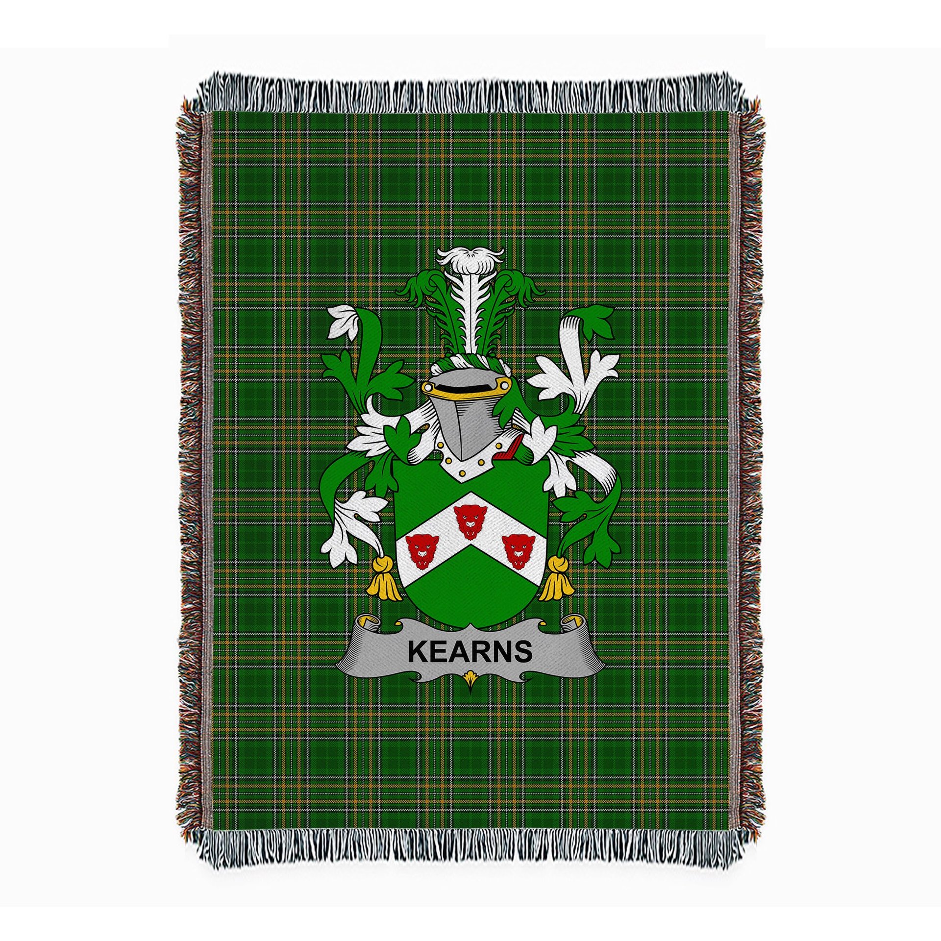 ScotsTee Shop Irish Kearns or O'Kearon Clan Coat of Arms Irish Tartan Woven Blanket