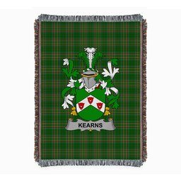 ScotsTee Shop Irish Kearns or O'Kearon Clan Coat of Arms Irish Tartan Woven Blanket
