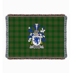 ScotsTee Shop Irish Mason Clan Coat of Arms Irish Tartan Woven Blanket
