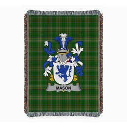 ScotsTee Shop Irish Mason Clan Coat of Arms Irish Tartan Woven Blanket