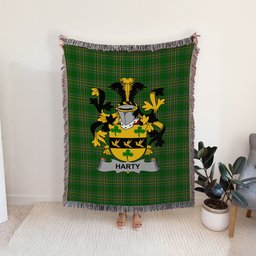 ScotsTee Shop Irish Harty or O'Haherty Clan Coat of Arms Irish Tartan Woven Blanket