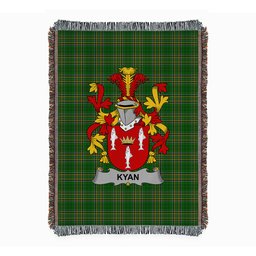 ScotsTee Shop Irish Kyan or O'Kyan Clan Coat of Arms Irish Tartan Woven Blanket
