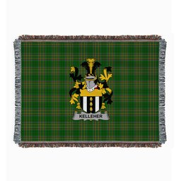 ScotsTee Shop Irish Kelleher or O'Kelleher Clan Coat of Arms Irish Tartan Woven Blanket