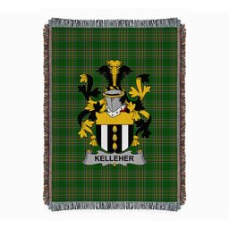ScotsTee Shop Irish Kelleher or O'Kelleher Clan Coat of Arms Irish Tartan Woven Blanket