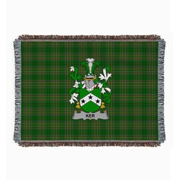 ScotsTee Shop Irish Ker Clan Coat of Arms Irish Tartan Woven Blanket