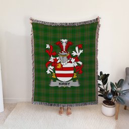 ScotsTee Shop Irish Kirby or O'Kirby Clan Coat of Arms Irish Tartan Woven Blanket