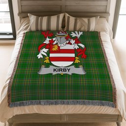 ScotsTee Shop Irish Kirby or O'Kirby Clan Coat of Arms Irish Tartan Woven Blanket