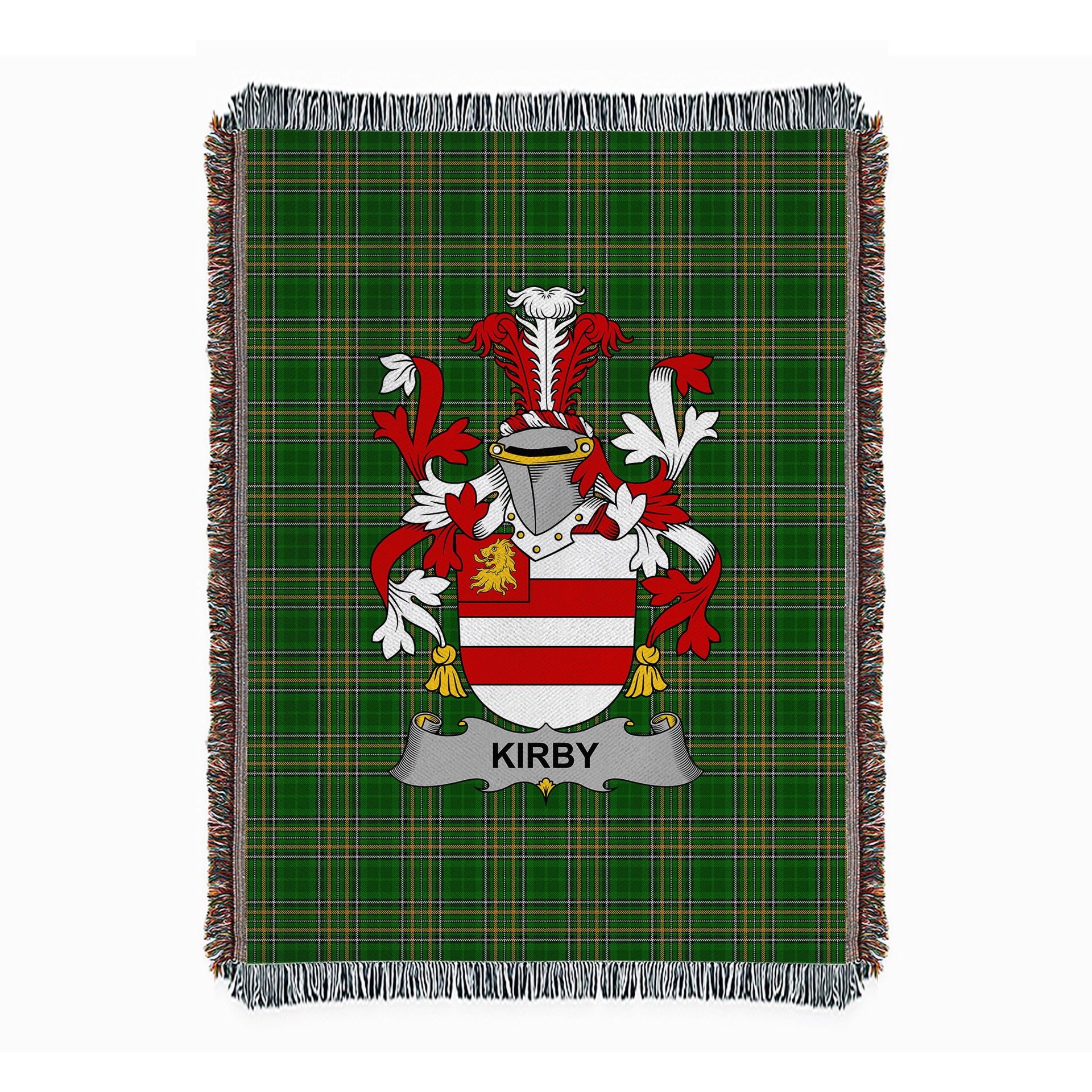 ScotsTee Shop Irish Kirby or O'Kirby Clan Coat of Arms Irish Tartan Woven Blanket