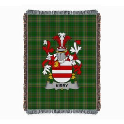 ScotsTee Shop Irish Kirby or O'Kirby Clan Coat of Arms Irish Tartan Woven Blanket