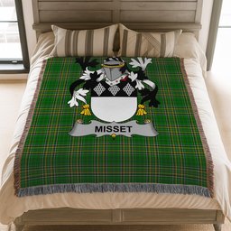 ScotsTee Shop Irish Misset Clan Coat of Arms Irish Tartan Woven Blanket
