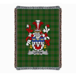 ScotsTee Shop Irish Litton Clan Coat of Arms Irish Tartan Woven Blanket