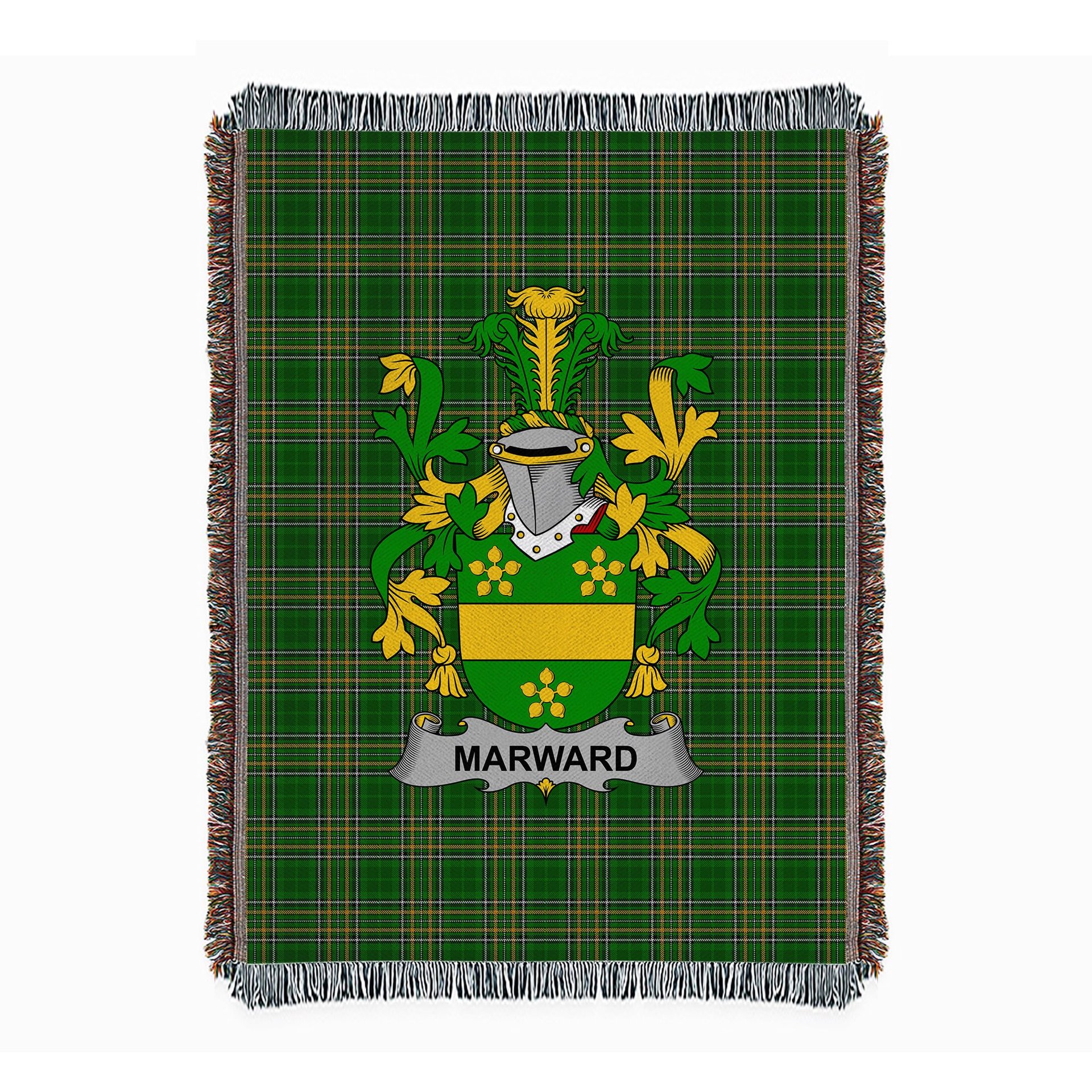 ScotsTee Shop Irish Marward Clan Coat of Arms Irish Tartan Woven Blanket
