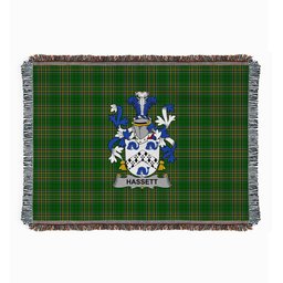 ScotsTee Shop Irish Hassett or Hasset Clan Coat of Arms Irish Tartan Woven Blanket