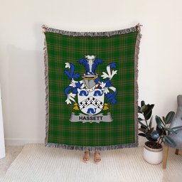 ScotsTee Shop Irish Hassett or Hasset Clan Coat of Arms Irish Tartan Woven Blanket