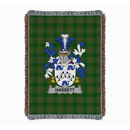 ScotsTee Shop Irish Hassett or Hasset Clan Coat of Arms Irish Tartan Woven Blanket