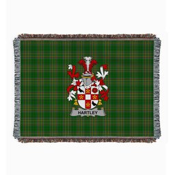 ScotsTee Shop Irish Hartley or O'Hartley Clan Coat of Arms Irish Tartan Woven Blanket