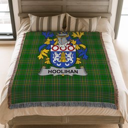 ScotsTee Shop Irish Hoolihan or O'Holohan Clan Coat of Arms Irish Tartan Woven Blanket