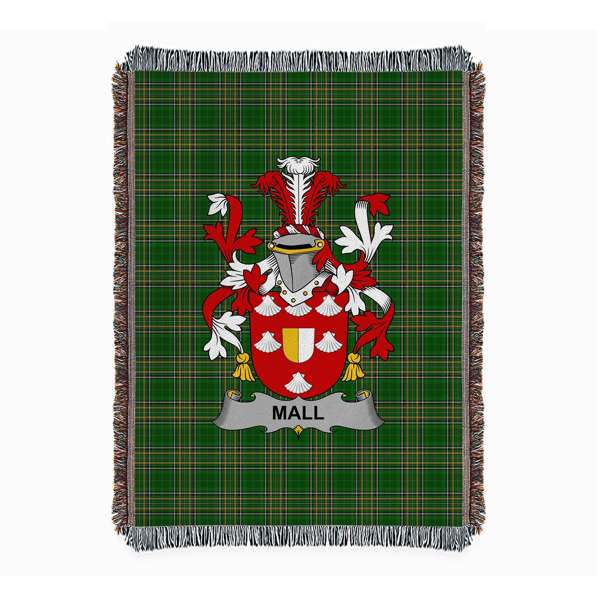 ScotsTee Shop Irish Mall Clan Coat of Arms Irish Tartan Woven Blanket
