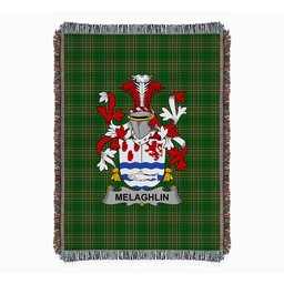 ScotsTee Shop Irish Melaghlin or O'Melaghlin Clan Coat of Arms Irish Tartan Woven Blanket
