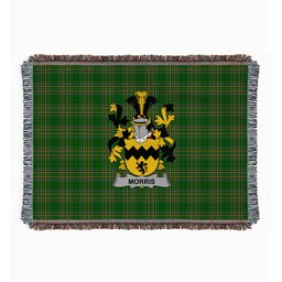 ScotsTee Shop Irish Morris Clan Coat of Arms Irish Tartan Woven Blanket